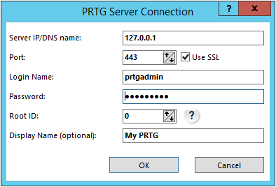 PRTG Server Connection Settings in Enterprise Console