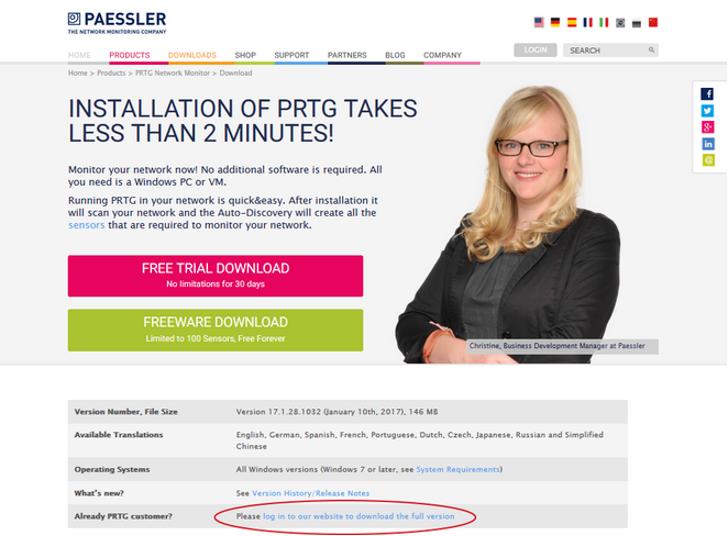 Download PRTG Network Monitor
